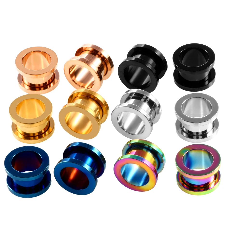 1Pair Ear Expanders Stretchers Earring Piercing Oreja Alargador Orelha Stainless Steel Ear Plugs Tunnels Helix Piercings Gauges