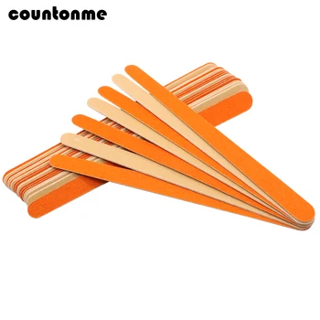 

50Pcs Wooden Nail File Slim Wood Nail Buffer 180/240 Double Side Sandpaper Buffing Block Manicure Orange Color Pro lime a ongle