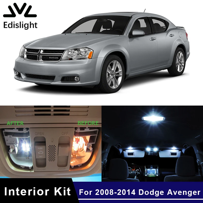 Edislight 9pcs White Ice Blue Canbus Led Lamp Car Bulbs Interior Package Kit For 2008 2014 Dodge Avenger Map Dome Trunk Light Signal Lamp Aliexpress