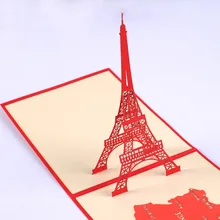 Qubiclife трехмерное здание романтическая Эйфелева башня полые 3D карты открытки ручной работы на заказ
