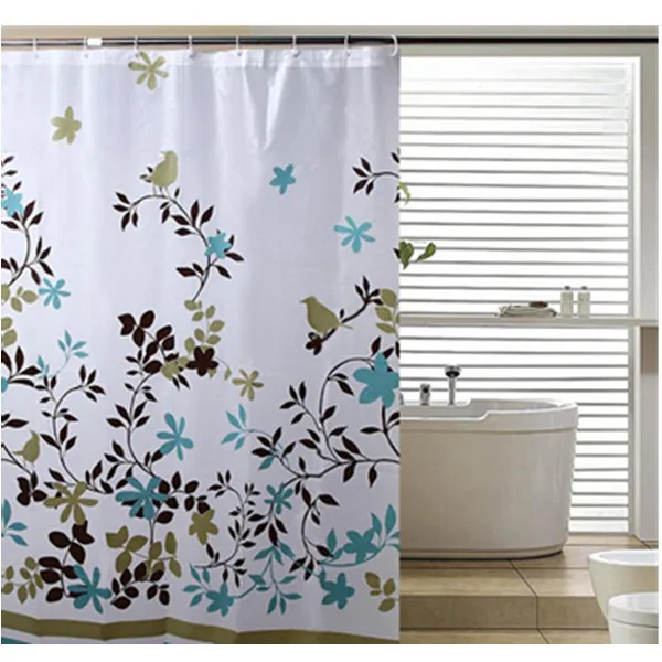 

1pc/lot Classic Floral Shower Curtains 1.8*1.8m Thick Waterproof PEVA Shower Curtain Printed Bathroom Curtain With Hooks