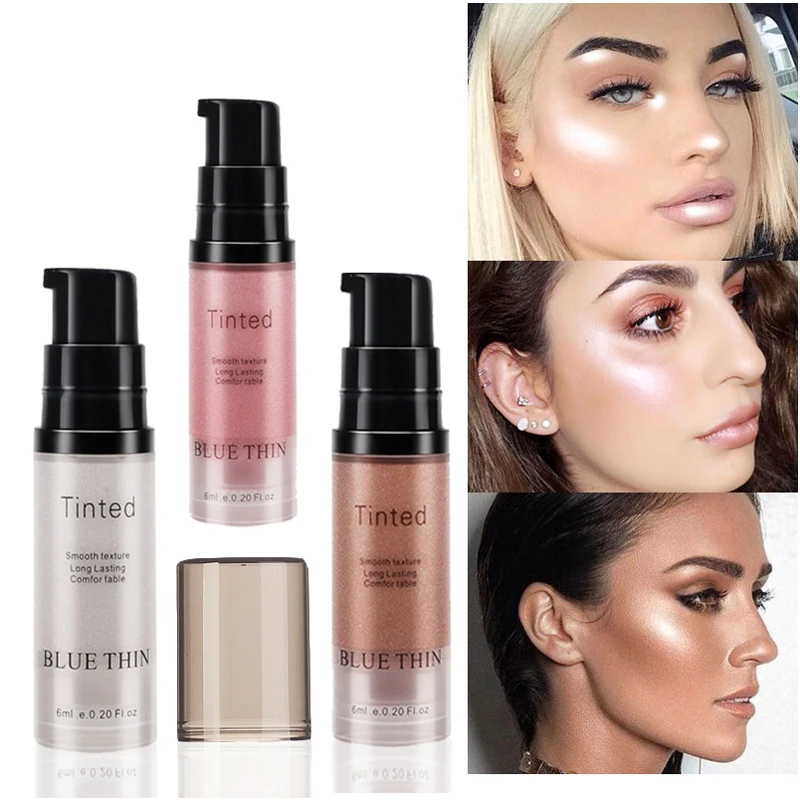 

Blue Thin Face Highlighter Cream Liquid Illuminator Makeup Shimmer Glow Kit Make Up Facial Brighten Shine Brand Cosmetic