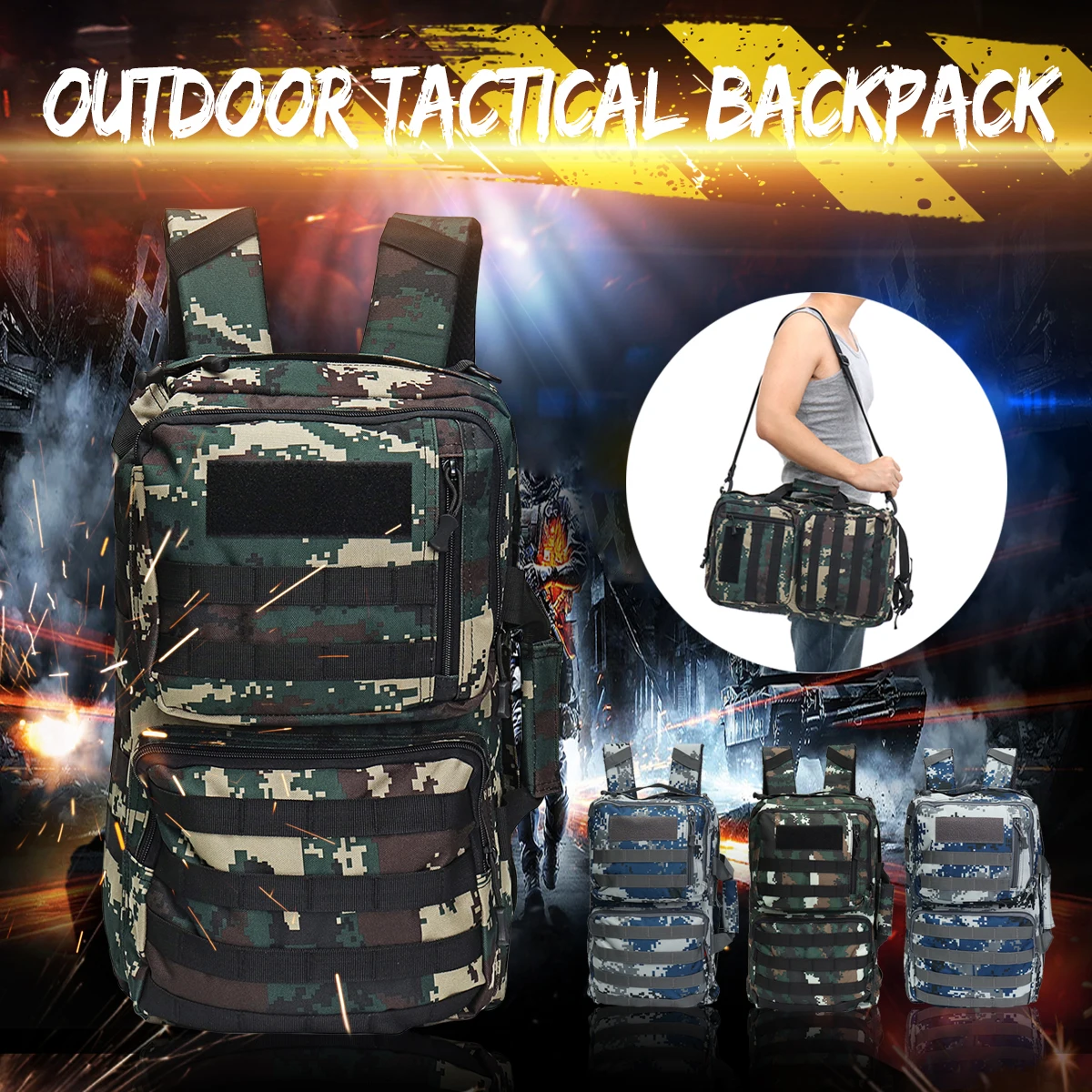 50L спортивные сумки тактический рюкзак Регулируемый носимый прочный походный рюкзак захватывающий Топ сумка через плечо с ручкой