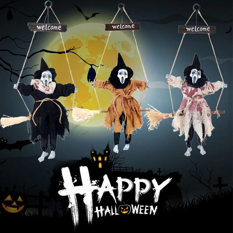 witch broom voice control screaming halloween decoration hanging pendant ktv bar haunted house decoration hang ghost