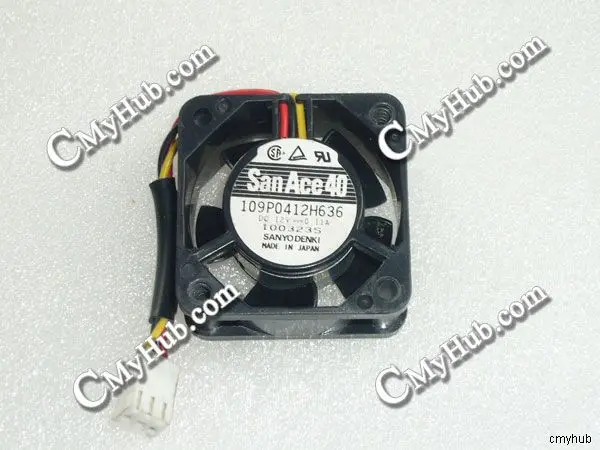 Подлинный для SANYO DENKI 109P0412H636 DC12V 0.11A 3-контактный 3-проводной 4020 40x40x20 мм охлаждающий