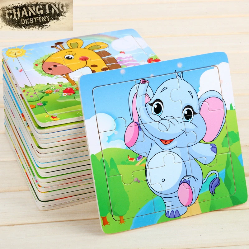 Children's Toys Cute Cartoon Animal Wooden Children Puzzle Baby Brain Teaser Child Tangram Shapes Jigsaw Board