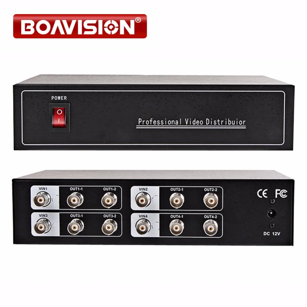 Distribuidor de Vídeo Dc12v em no Máximo até 600 m de Distância Profissional Splitter 4ch 8ch Ahd Cvi Tvi Câmera Bnc Output Apoio 4 To8ch –