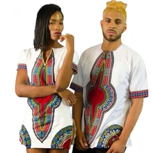 2016 summer african clothing splicing dashiki batiks wax print short sleeve tops couples dress T shirt men and women can wear