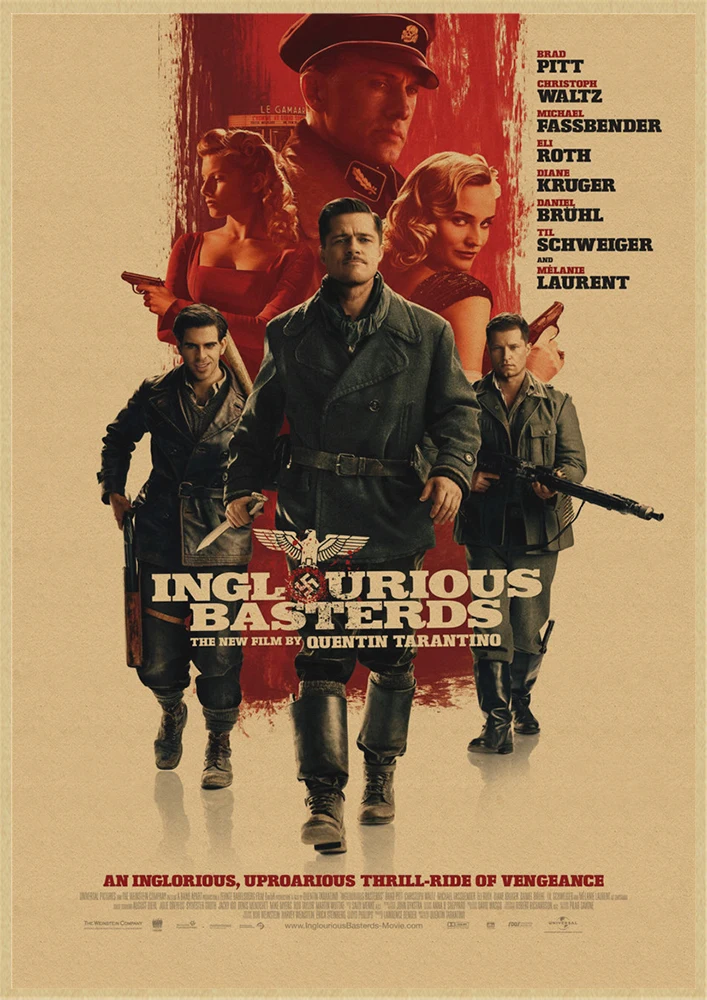 Inglourious Basterds Квентин Тарантино Классические фильмы домашний интерьер украшения Крафт Фильм плакат рисунок core наклейки на стену