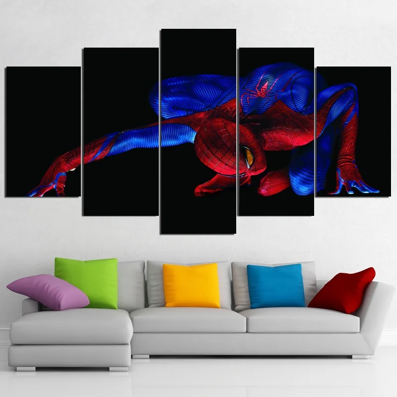 

Large Size Spiderman Pictures 5 Panels Canvas Poster Printed Wall Art Decorative Home Decor No Frame