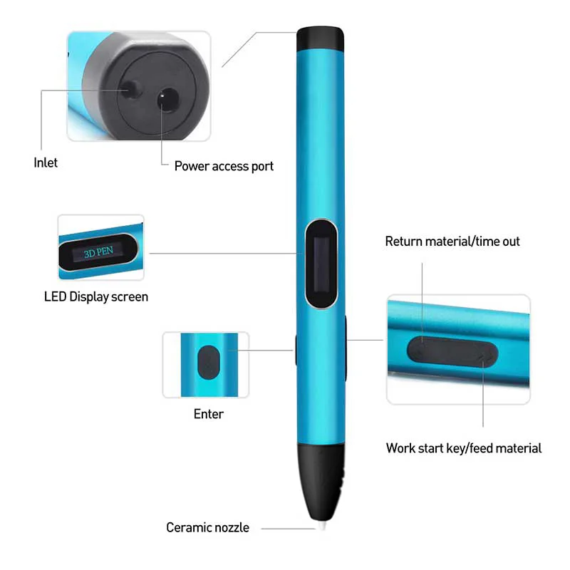 3d Ручка 4-го поколения, 3 d ручки, 3d Ручка для принтера, 1,75 мм abs/pla нити, металлический материал, зарядка через usb, светодиодный дисплей