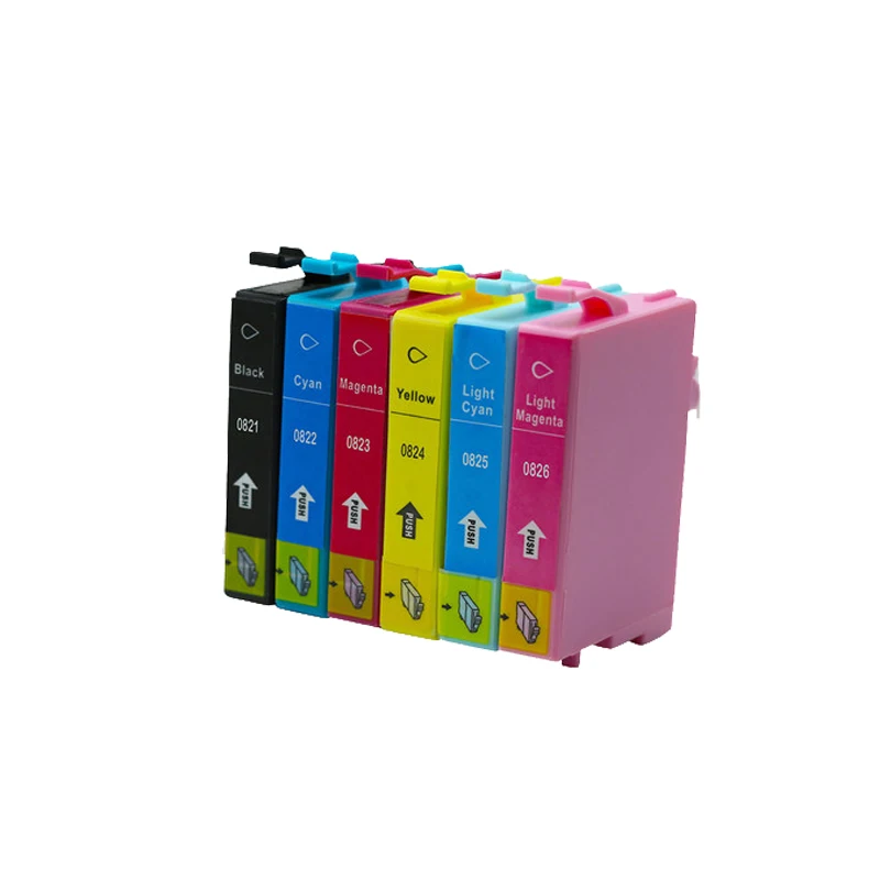 12 шт. чернильный картридж Luocai для epson T0821 T0826 Stylus R390/R270/R290/R295/RX590/RX615/RX610/RX690 принтер