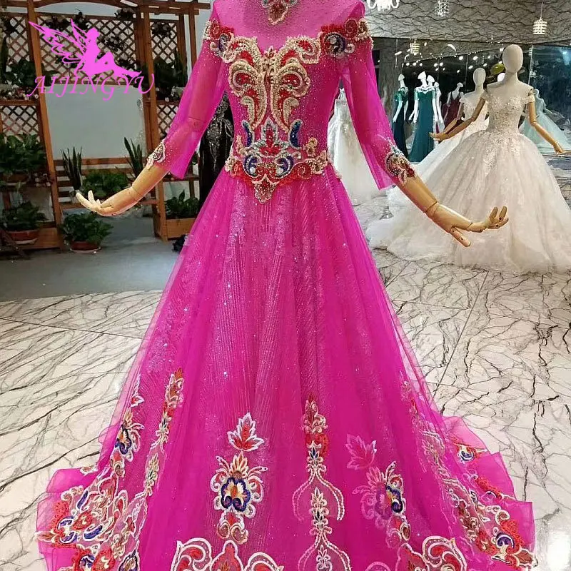 AIJINGYU Wedding Dress Indian Long Sleeved Exotic Newest Bridal Plus