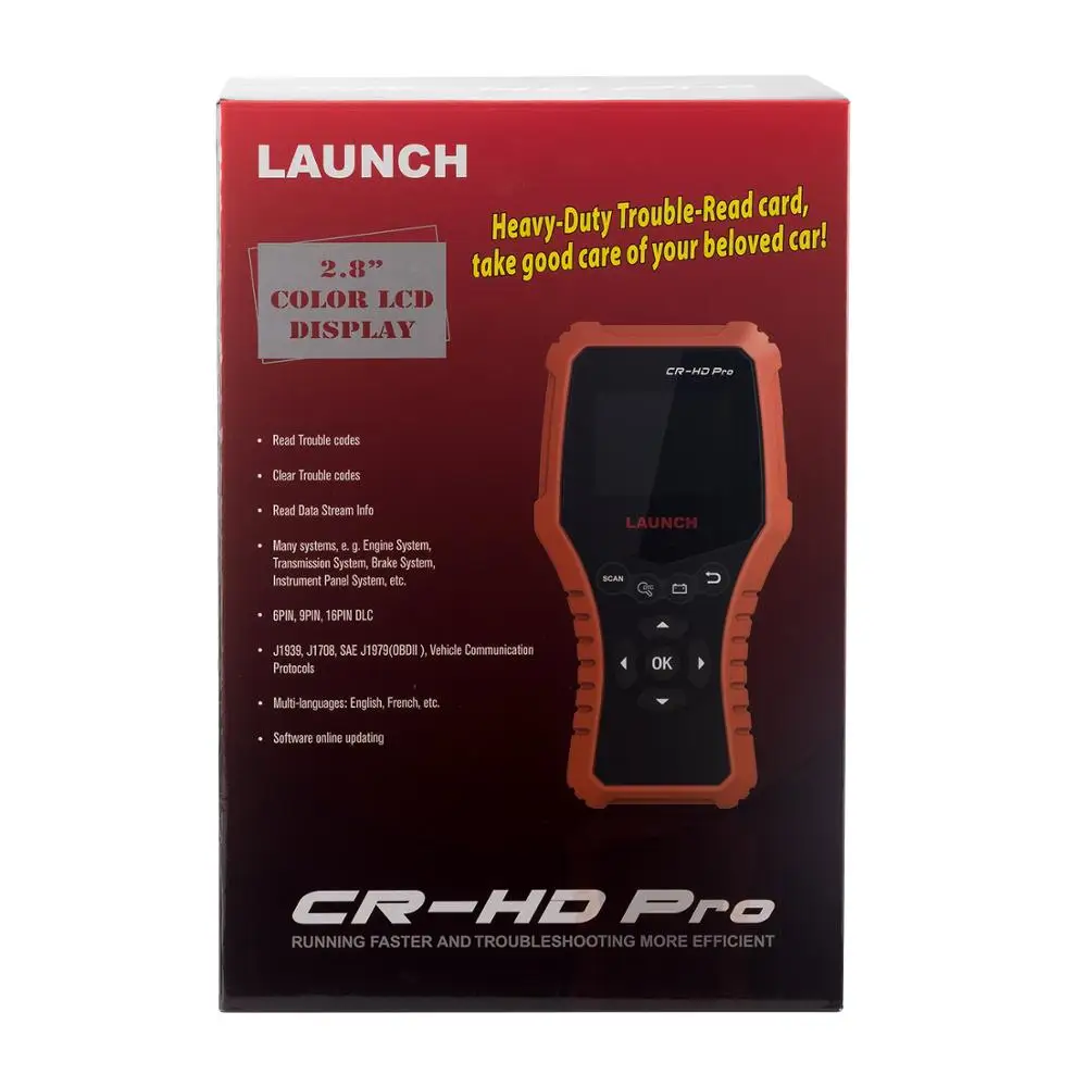 LAUNCH CR-HD Pro OBD2/HOBD truck/автомобильный диагностический инструмент OBDII/EOBD считыватель кодов X431 CR HD Pro сканер для 12 В/24 В бесплатное обновление