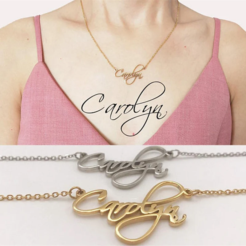 

Handmade Custom Jewelry Personalized Name Necklaces Women Men Silver Gold Rose Choker Necklace Engraved Bridesmaid Gift