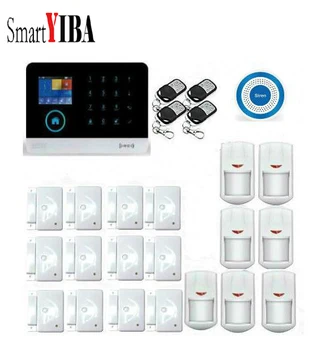 

SmartYIBA 3G WIFI APP RFID SMS Controlled Alarmes Wireless Security Alarm System Blue Siren Infrared PIR Motion Alarm Kits