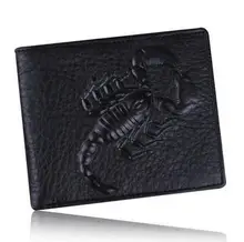 Hommes 100% En Cuir Véritable De Luxe Mini Portefeuille 2017 mâle vintage en relief scorpion mince courte marque porte-monnaie carteira masculina 5
