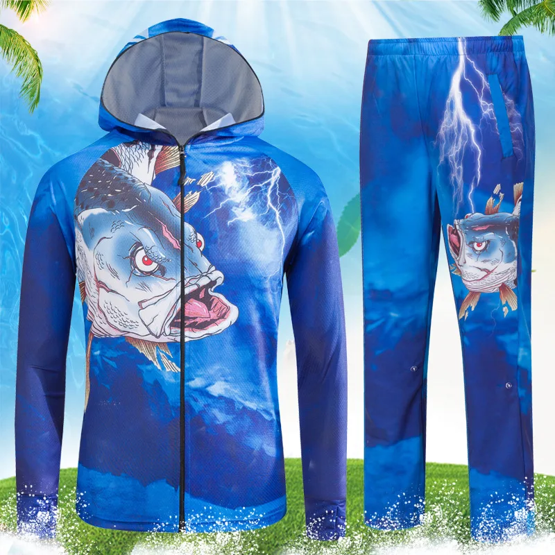 Conjuntos de Roupas de Pesca dos Homens Esportes ao ar Camisas da Pesca 40 + Anti Nova Chegada Livre Respirável Quick Dry Anti uv Mosquito Pesca Calças 9 Cheap Roupas de pesca