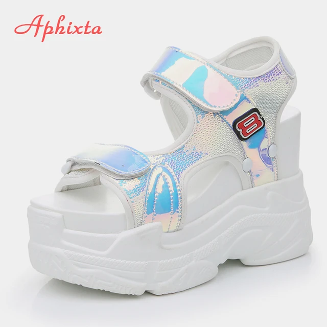$US $18.72 Aphixta Bling Platform Shoes Women Sandals Wedge Heels Shoes Women Height Increasing Sequined Cloth