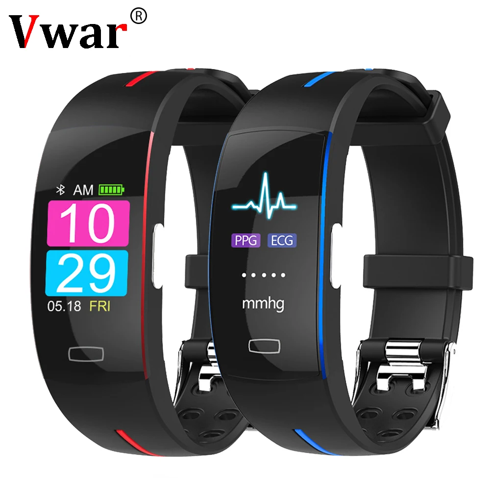 

Vwar ECG PPG Smart Bracelet Fitness Pedometer Wristband Calories Heart Rate Smart Watch Blood Pressure Sport Band For Men Women