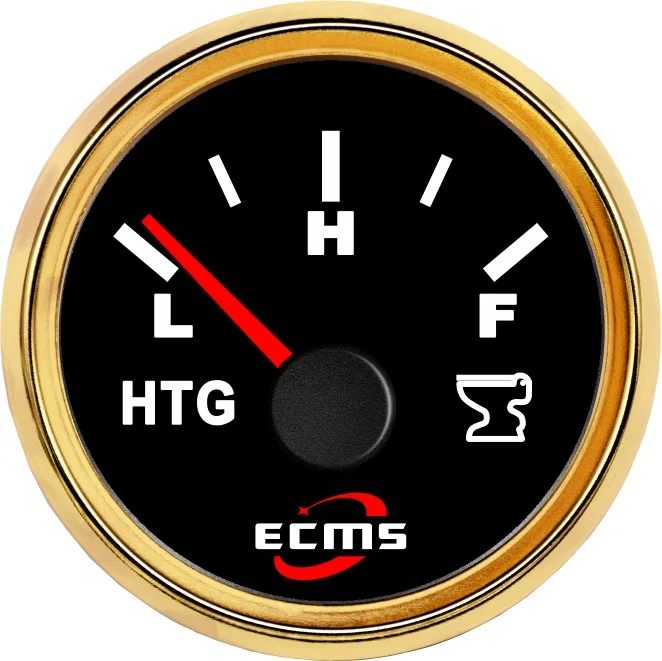Судовой датчик уровня сточных вод 0-190OHM 9-32 V 52mm 316L золотой ободок с черным циферблатом 800-00023