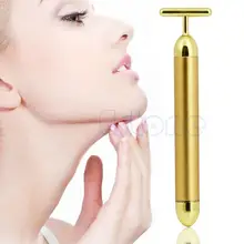 Arrive Waterproof T Shape Head Gold Facial Roller Massager Skin Care Bar