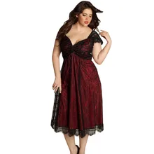 

Plus Size Women Dress Sleeveless Lace V-Neck Formal Casual Vintage Party Sexy Dress Women Fashion Cute Lace Dress 2018 A20