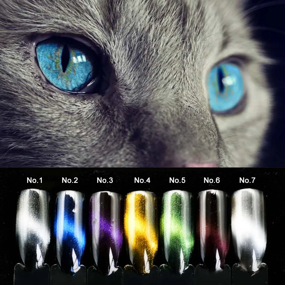 

Cat's Eye Pigment UV Gel Polish Nail Art Dust Pigment Cat Eye Effect Magic Mirror Nail Glitter Powder DIY Tool 7 Colors SF2044