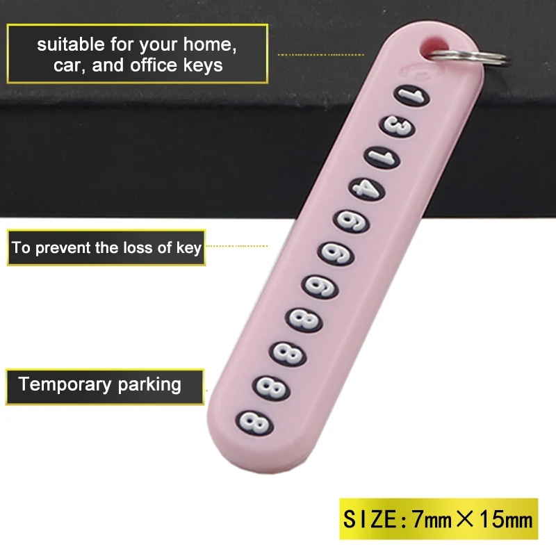 

Card Keyring Key Chain Anti-lost Phone Number Plate Car Keychain Pendant Auto Vehicle Phone Number