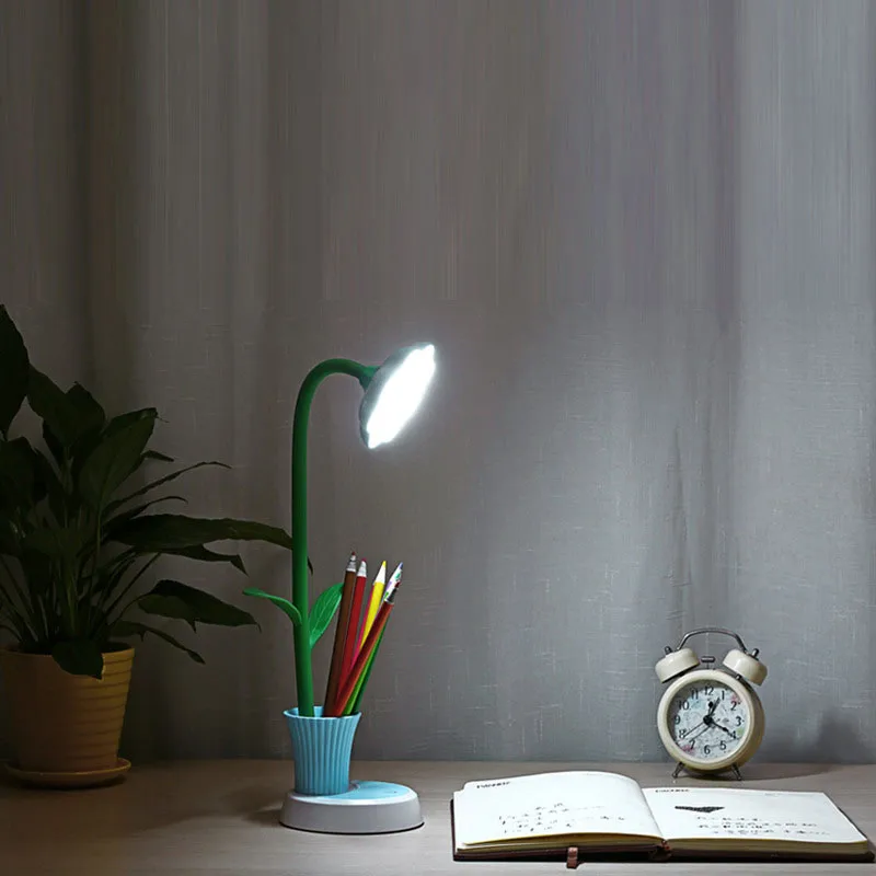 

LED Desk Light With Pen Holder Sun Flower USB Charging Children Kids Night Lamp Energy Saving Lights For Bedroom Gifts AI88