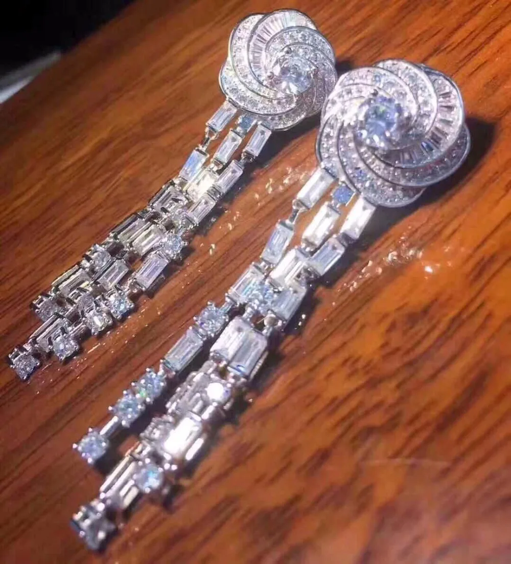 Qi Xuan_Trendy Jewelry_New серьги &quotКамелия&quot S925 Серебряная Инкрустация Циркон элегантные