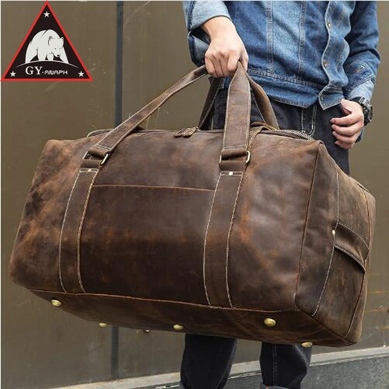 ANAPH Vintage Crazy Horse Travel Bag for Men Large Capacity Weekend ...