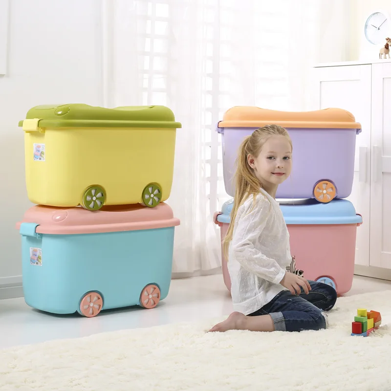 Большая коробка-органайзер для одежды с колесами, детская мультяшная коробка для хранения игрушек из полипропилена, чемодан, бюстгальтер, контейнер для мелочей, органайзер для ящиков