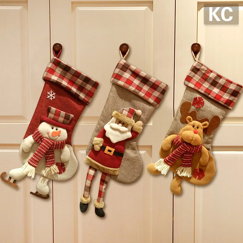 

FANLUS Christmas Stocking Snowman, Reindeer, Xmas Character 3D with Christmas Decorations and Party Accessory