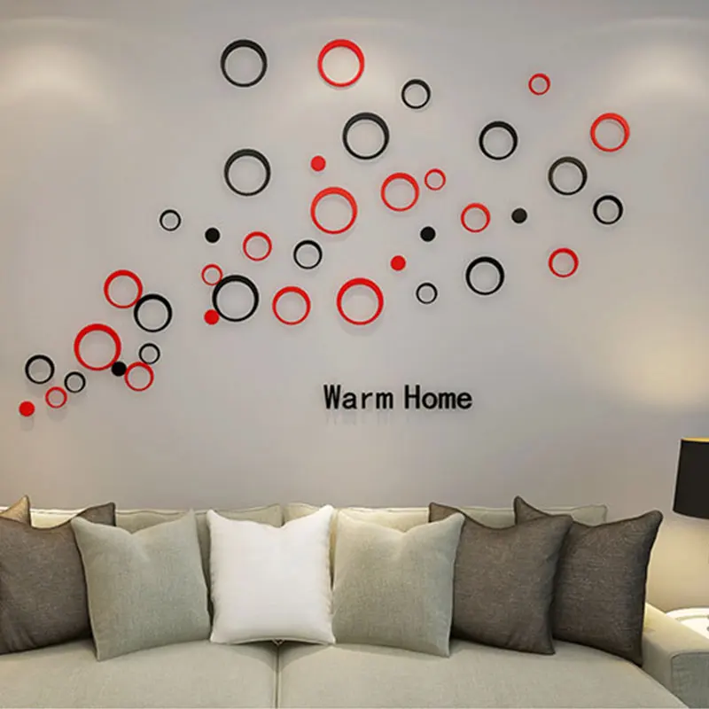 

Acrylic Wall Decal Circles Office Indoors Decoration Mural Art Creative Stereo 3D Self-Adhesive Wall Stickers Wallpaper