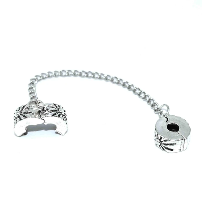 

High Quality Silver Heart Wide Safety Chain Charm Beads Fit Original Gifts Bracelet For Women DIY Jewelry 100*10*6MM AK 159