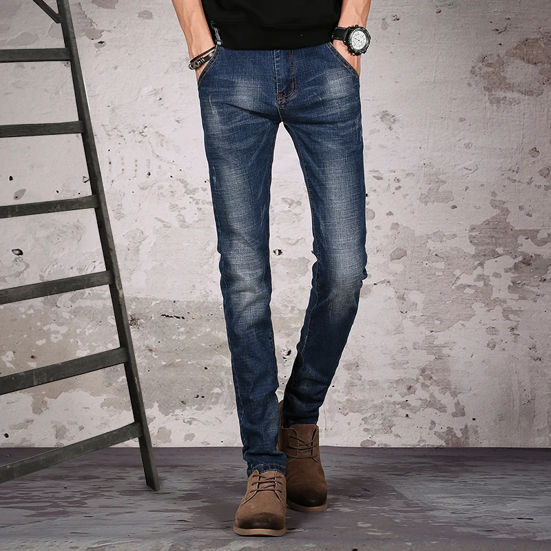 Men's Fashion Jeans Autumn Winter Business Casual Stretch Slim Jeans Denim Pants Classic Trousers Male 2018 New