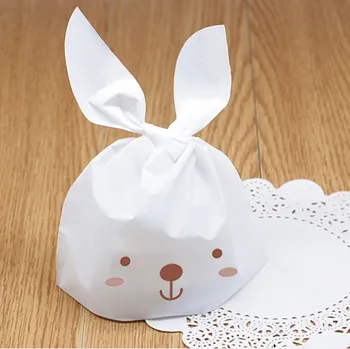 

100pcs Bakery packing bags 13.1*22*6cm Small Bunny Ears Cookie bags/ Favor candy bags