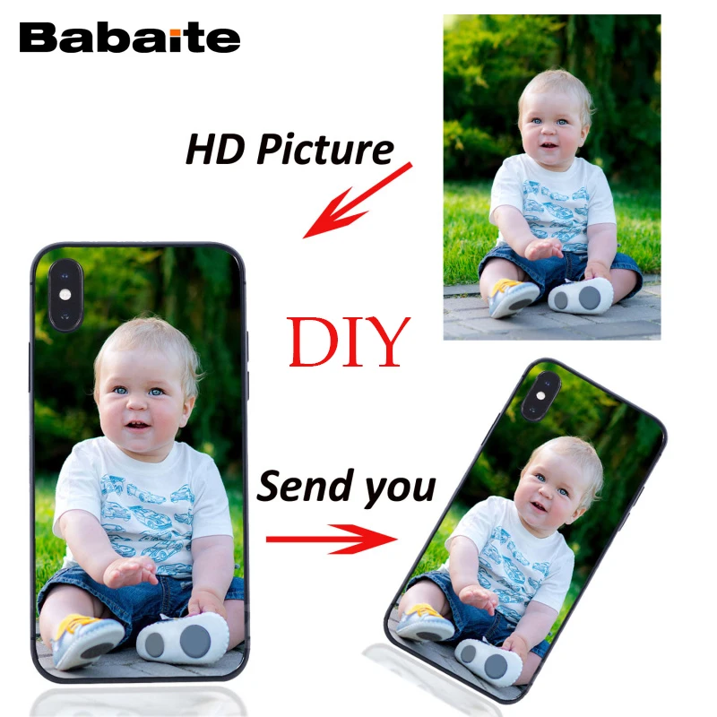 

Babaite DIY Print Photo Soft Black TPU Phone Case For iPhone11 Pro 11Promax 6s X 8 8Plus 6 7 Plus SE 5 5s XS XR XSMAX
