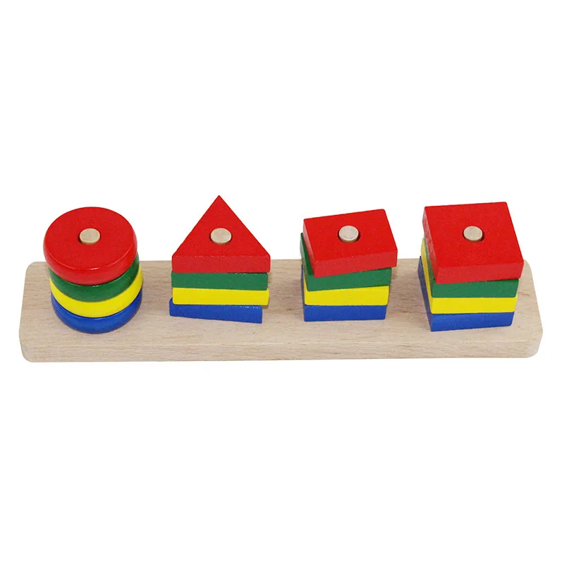 Montessori Baby Toys Wood Preschool Teaching Materials Learning Education Games Combination Geometry Shapes