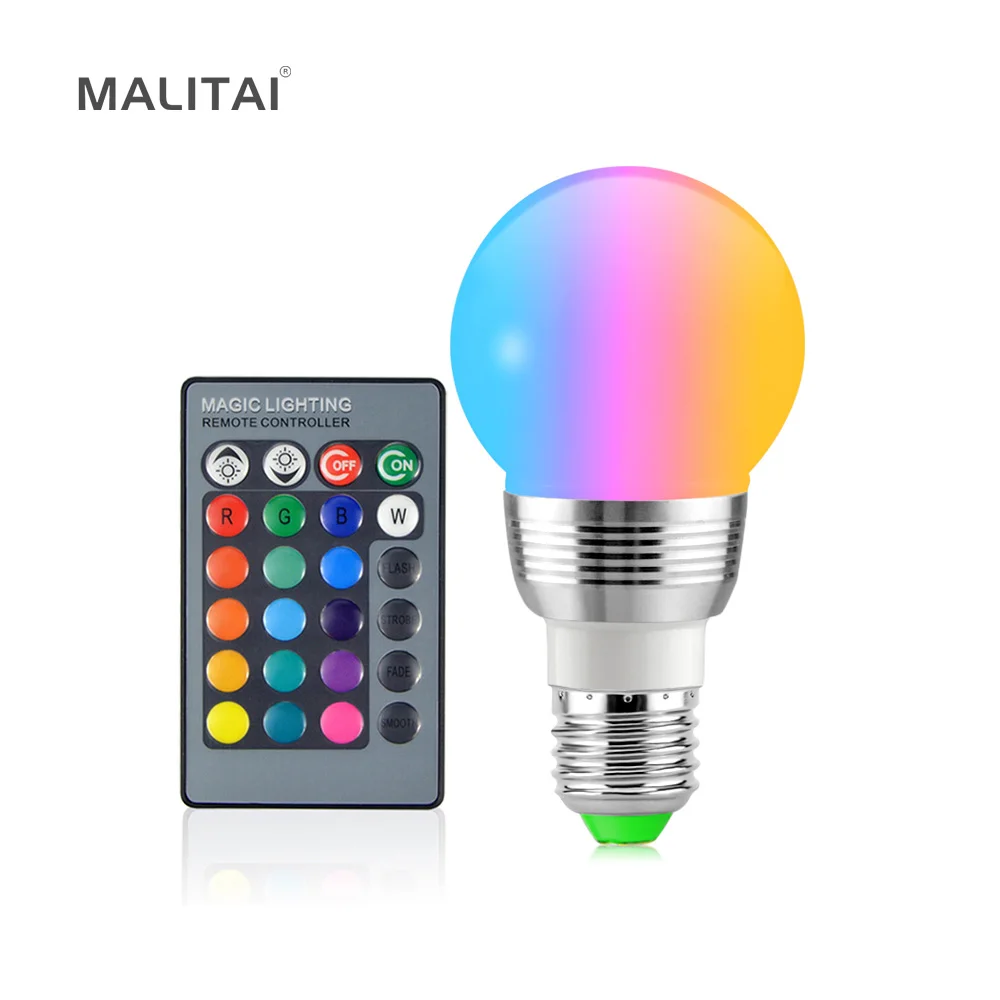 1Pcs 16 Colors Dimmable RGB LED Magic Bulb E27 7W 85V- 265V lamp For Holiday Decor Atmosphere Night light + IR Remote Controller