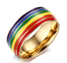 Lesbian Jewelry finger ring LGBT ring Pride golden Rainbow Gay Lovers 1 pcs titanium steel Lesbian Jewelry finger ring LGBT ring Pride golden Rainbow Gay Lovers 1 pcs titanium steel