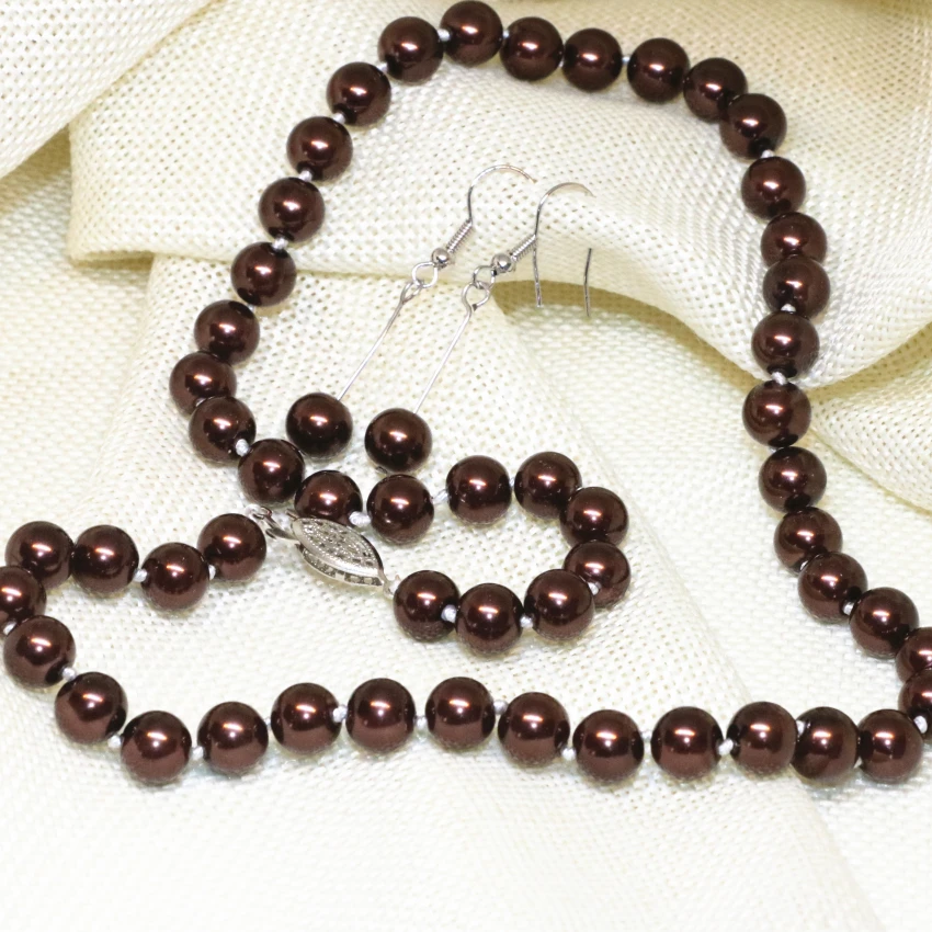 

Pretty Dark Red Glass Pearl Necklace round 10mm AA 17"F320PE