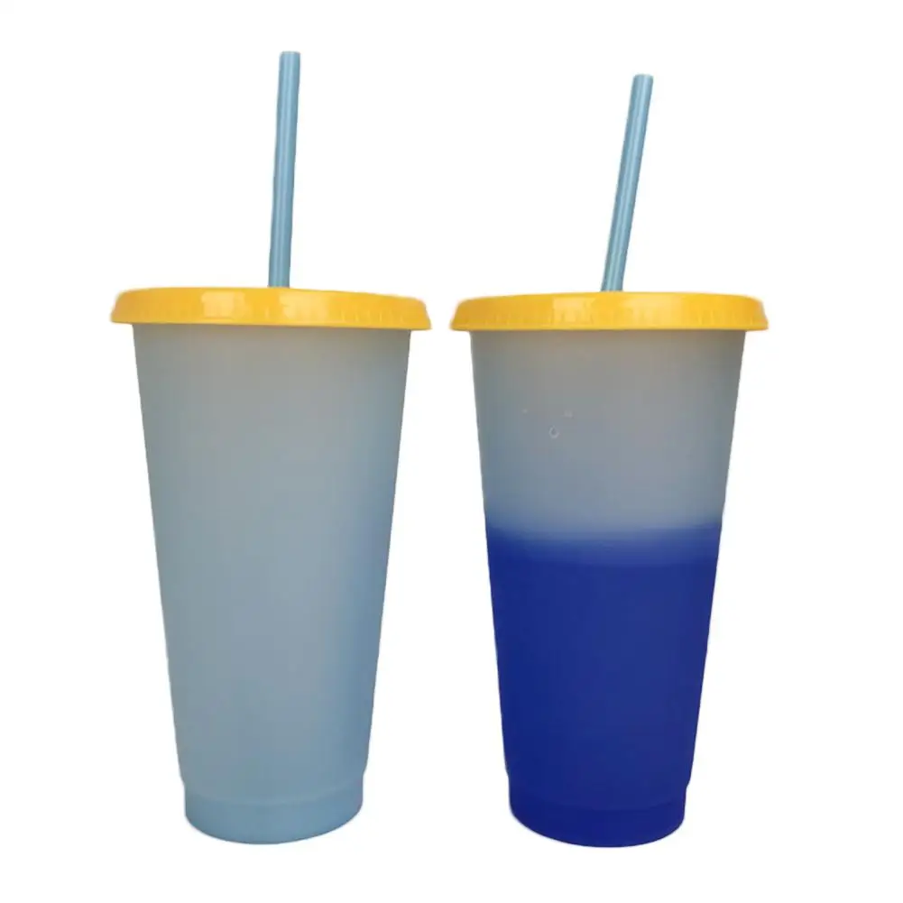 Многоразовая пластиковая температурная чашка с изменяющимся цветом Экологичная полипропиленовая температурная пластиковая Волшебная стеклянная ледяная вода градиентные цветные чашки - Цвет: Blue