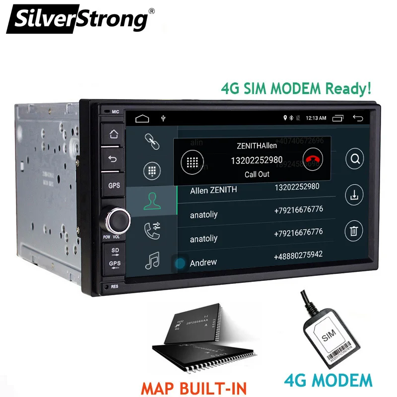 Best SilverStrong 7inch Android9.0 Universal 2 DIN Car DVD 4G Internet SIM Modem Car Radio Auto Stereo GPS KD7000 4