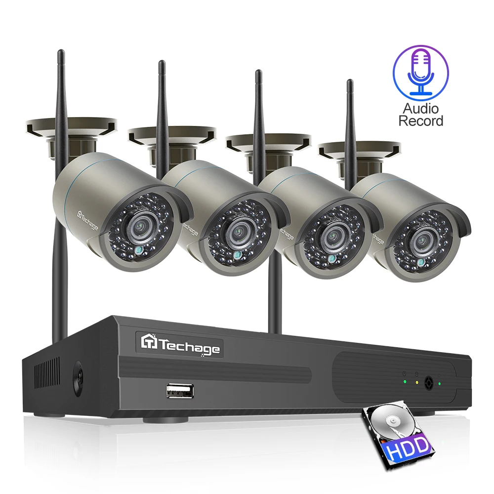 Techage 4CH 1080P Wireless NVR Wifi Security Camera System 2MP Audio Sound Outdoor CCTV IP Camera Video Surveillance Kit 2TB HDD Techage 4CH 1080P Wireless NVR Wifi Security Camera System 2MP Audio Sound Outdoor CCTV IP Camera Video Surveillance Kit 2TB HDD