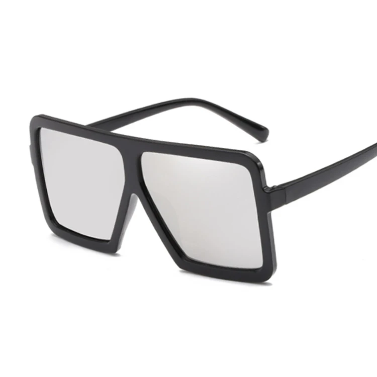 Большие солнцезащитные очки женские солнцезащитные очки черные модные квадратные солнцезащитные очки с большими рамами винтажные очки в ретро стиле унисекс Oculos Feminino - Цвет линз: BlackSilver
