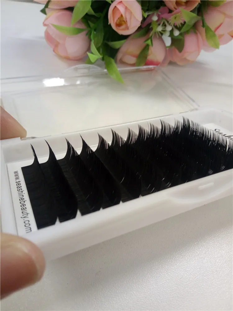 

1 Tray 10/11/12/14mm 0.10mm L+ Curl 3D Individual Mink False Eyelashes Extension Soft Black Fake False Eye Lashes