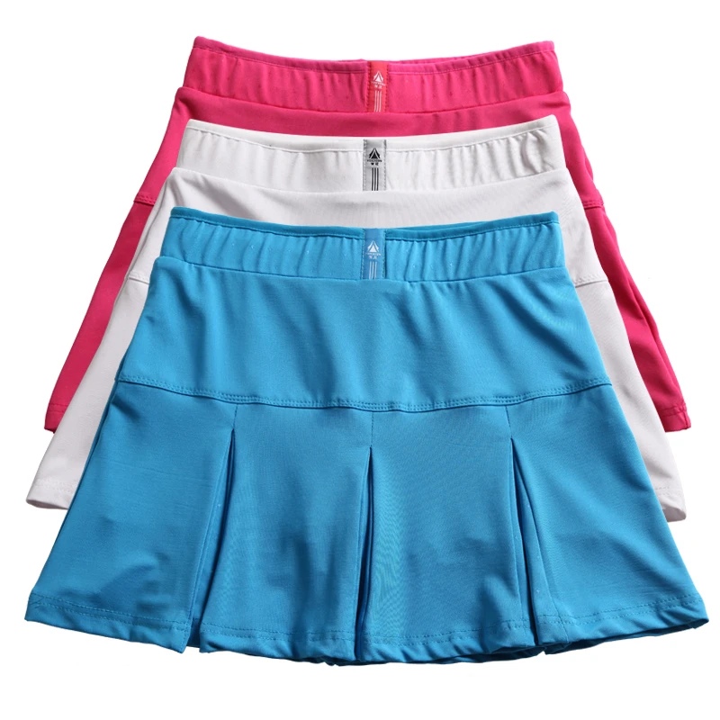 Women's Tennis Sports Pleated Skirt Lady's Aerobics Denim Skirt For