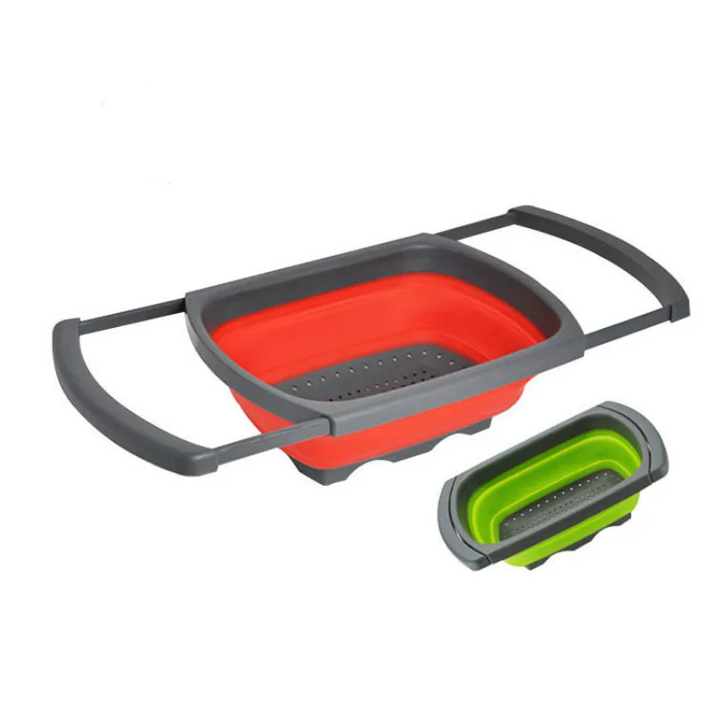 

2pcs/set Foldable Strainer Basket Collapsible Colander Sets Square Shape Fruit Vegetable Washing Drainer Kitchen Baskets